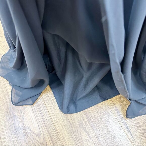 Strapless Mori Lee Black Chiffon Overlay  Gown w/Flattering Pleating Sz 8 - Picture 9 of 12